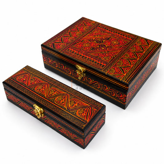 Handcrafted Wooden Jewelry Box Set – Premium Carved Storage Box with Combo Deal