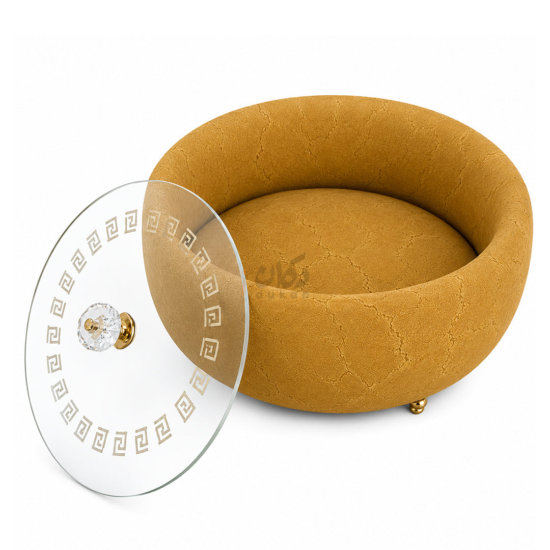 Turkish Velvet Hotpot with Acrylic Lid (Mustard Yellow)