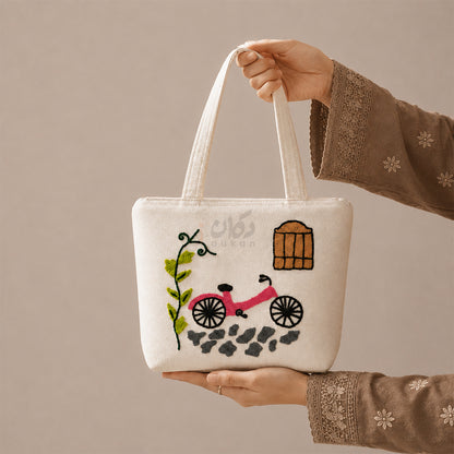 Handcrafted Embroidered Canvas Tote Bag | Handmade Eco-Friendly Women's Shoulder Bag