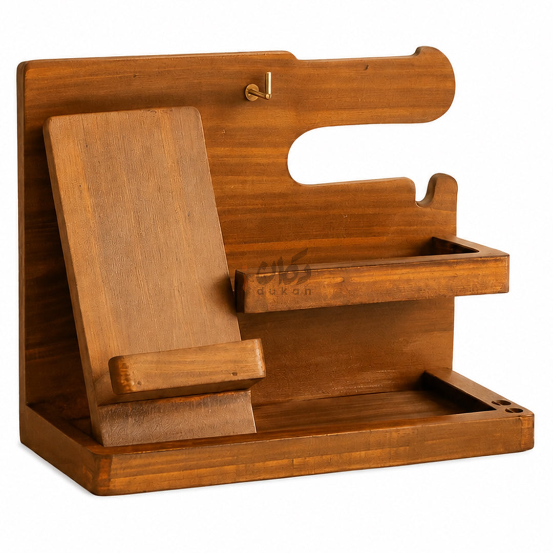 Wood MDF Desk Organizer | Phone Docking Stand Watches Key Holder
