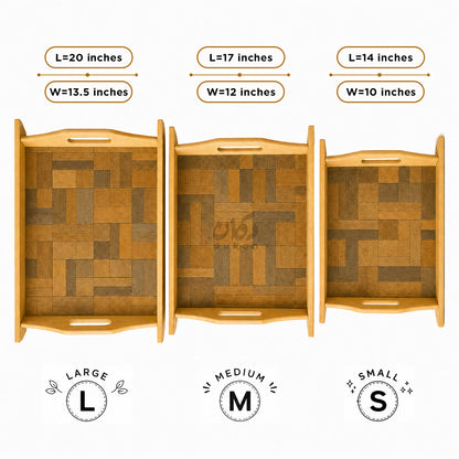 Kail Wood Set of 3 Serving Trays With Ergonomic Handles