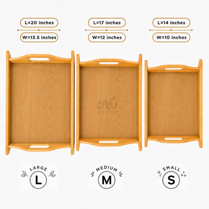 Kail Wood Set of 3 Serving Trays With Ergonomic Handles