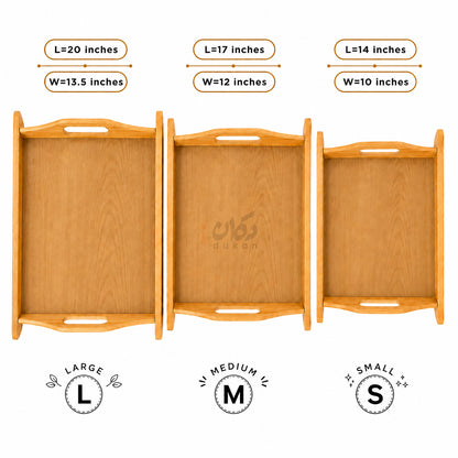 Kail Wood Set of 3 Serving Trays With Ergonomic Handles