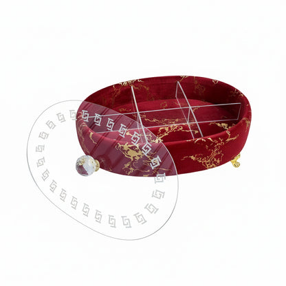 Turkish Velvet Dry Fruit Basket with Acrylic Top Lid