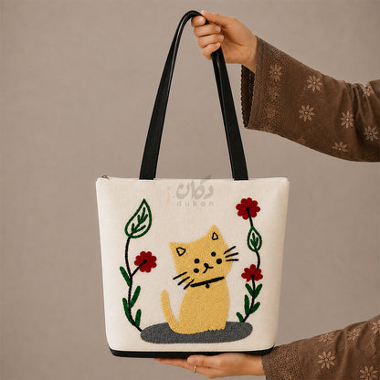 Handcrafted Embroidered Canvas Tote Bag | Handmade Eco-Friendly Women's Shoulder Bag