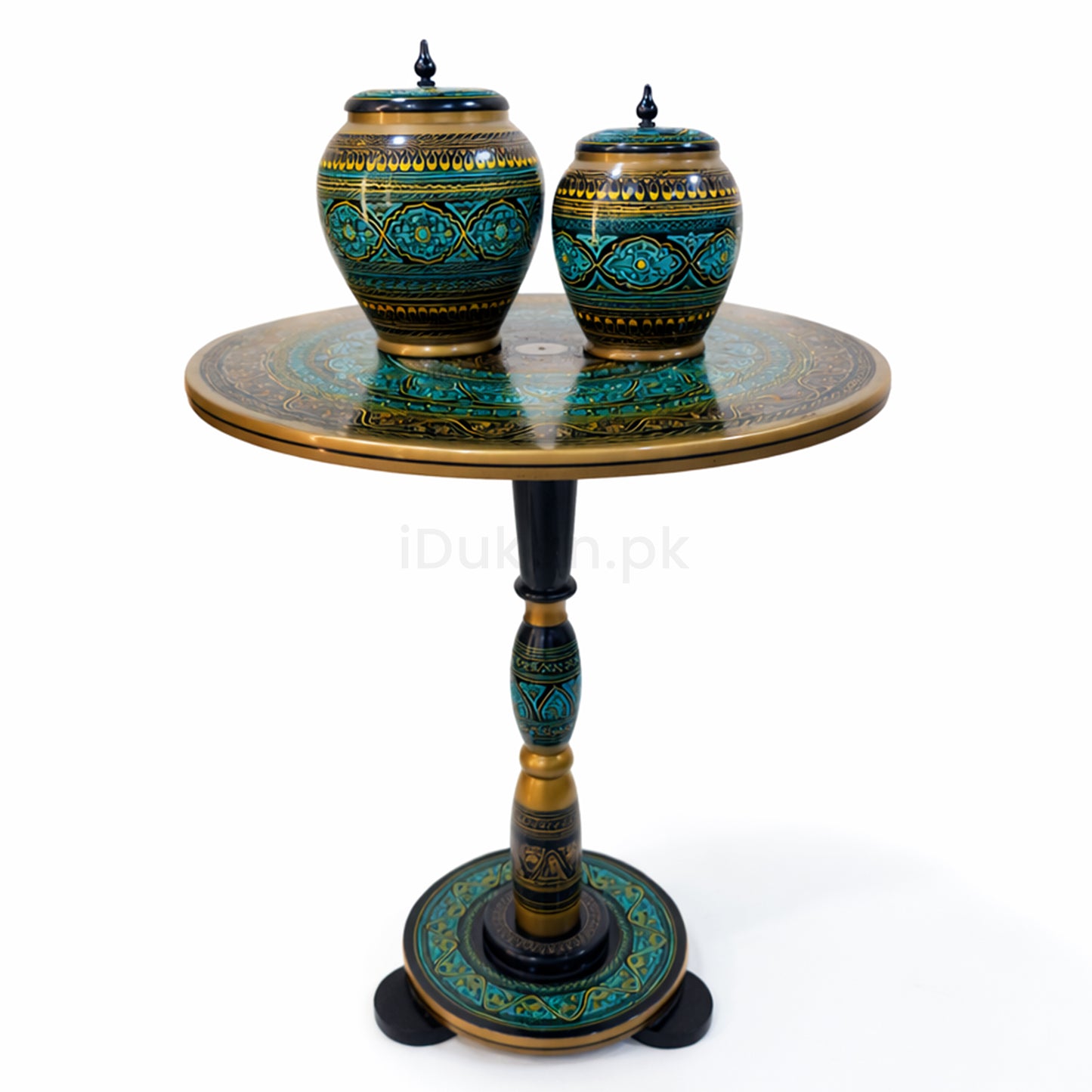 Naqashi Art Hand Painted Wood MDF Round Coffee Table 16" & 18" Diameter