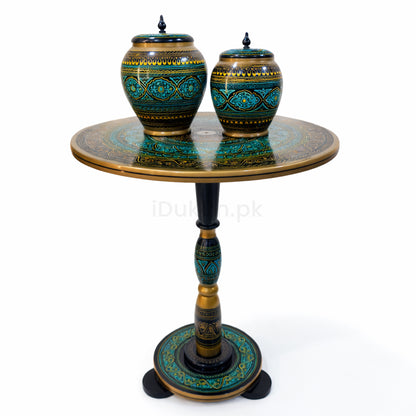 Naqashi Art Hand Painted Wood MDF Round Coffee Table 16" & 18" Diameter