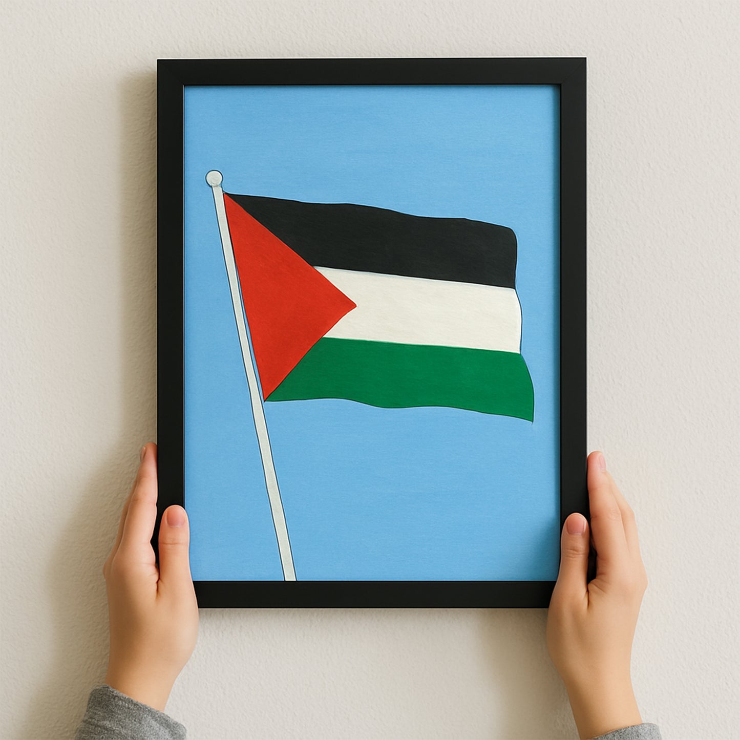 Hand Painted Palestine Flag Painting for Living Room