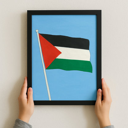 Hand Painted Palestine Flag Painting for Living Room