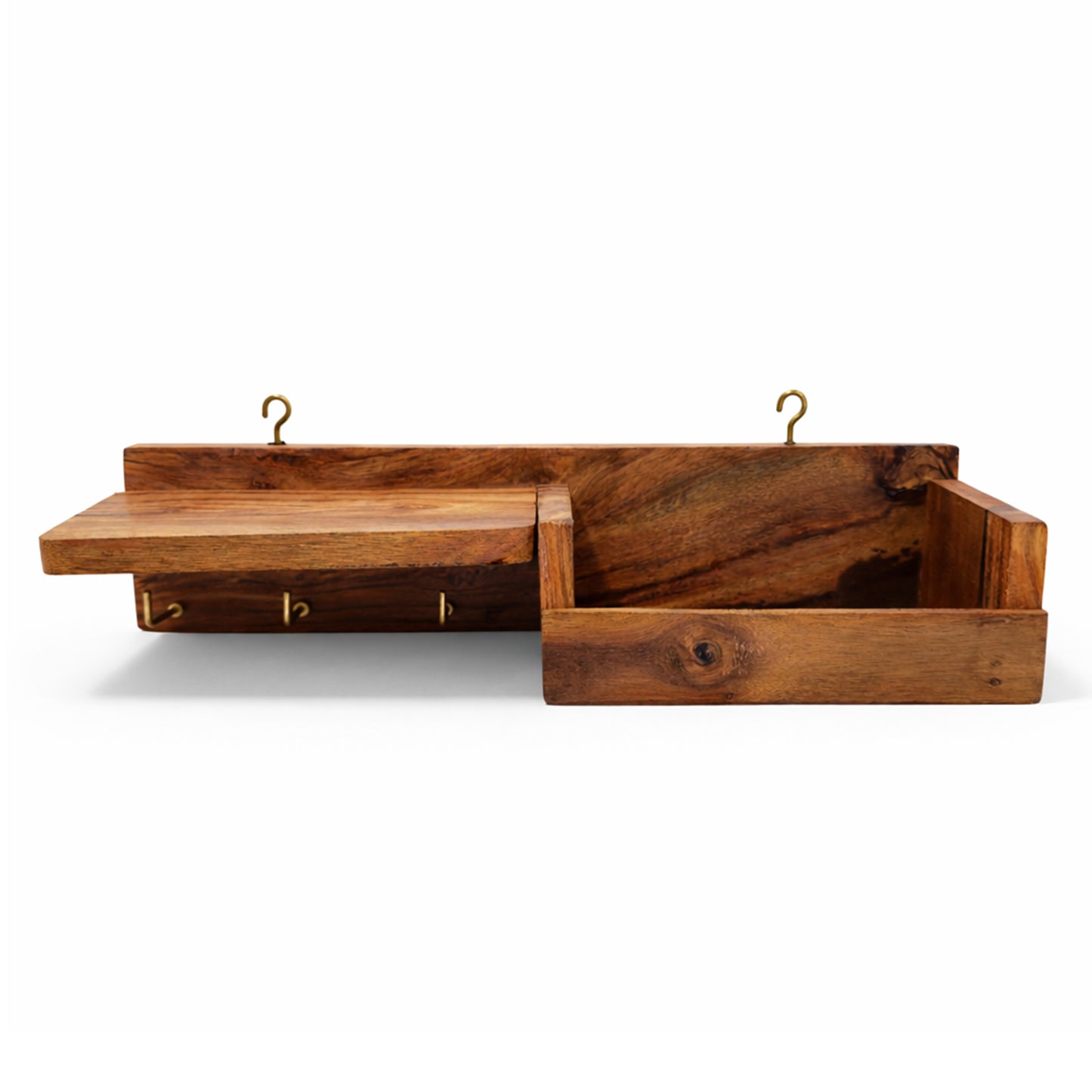 Wooden Entryway Organizer with Key Holder