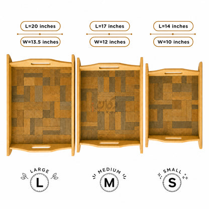 Kail Wood Set of 3 Serving Trays With Ergonomic Handles
