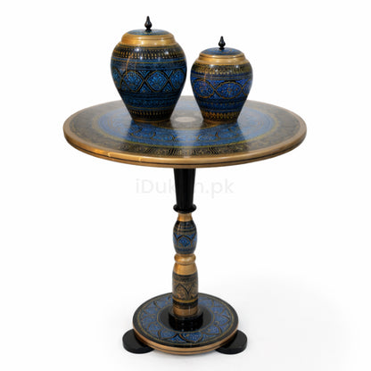 Naqashi Art Hand Painted Wood MDF Round Coffee Table 16" & 18" Diameter