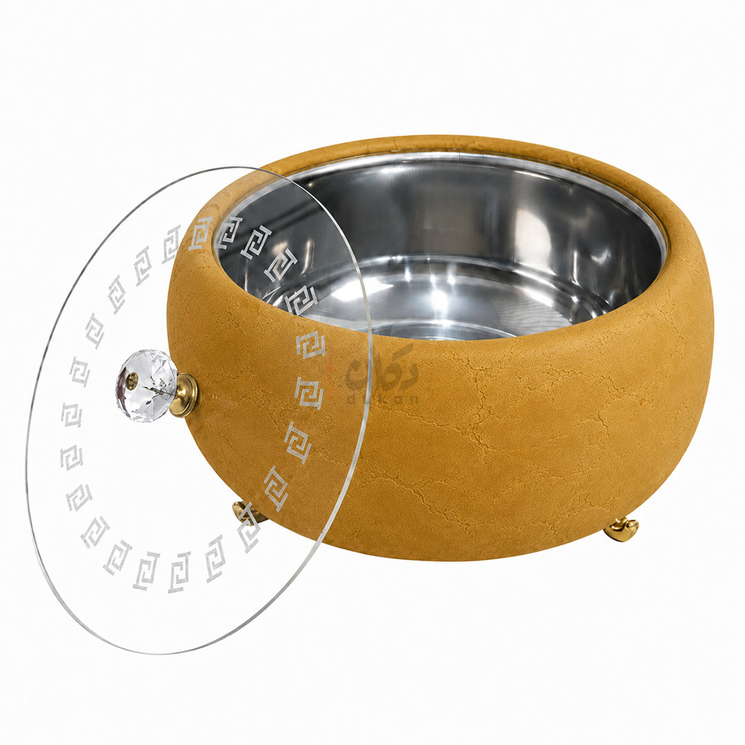 Turkish Velvet Hotpot with Acrylic Lid (Mustard Yellow)