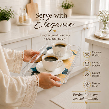 Luxury Acrylic Tray Set – Premium Decorative Serving & Organizer Tray (Set of 2)