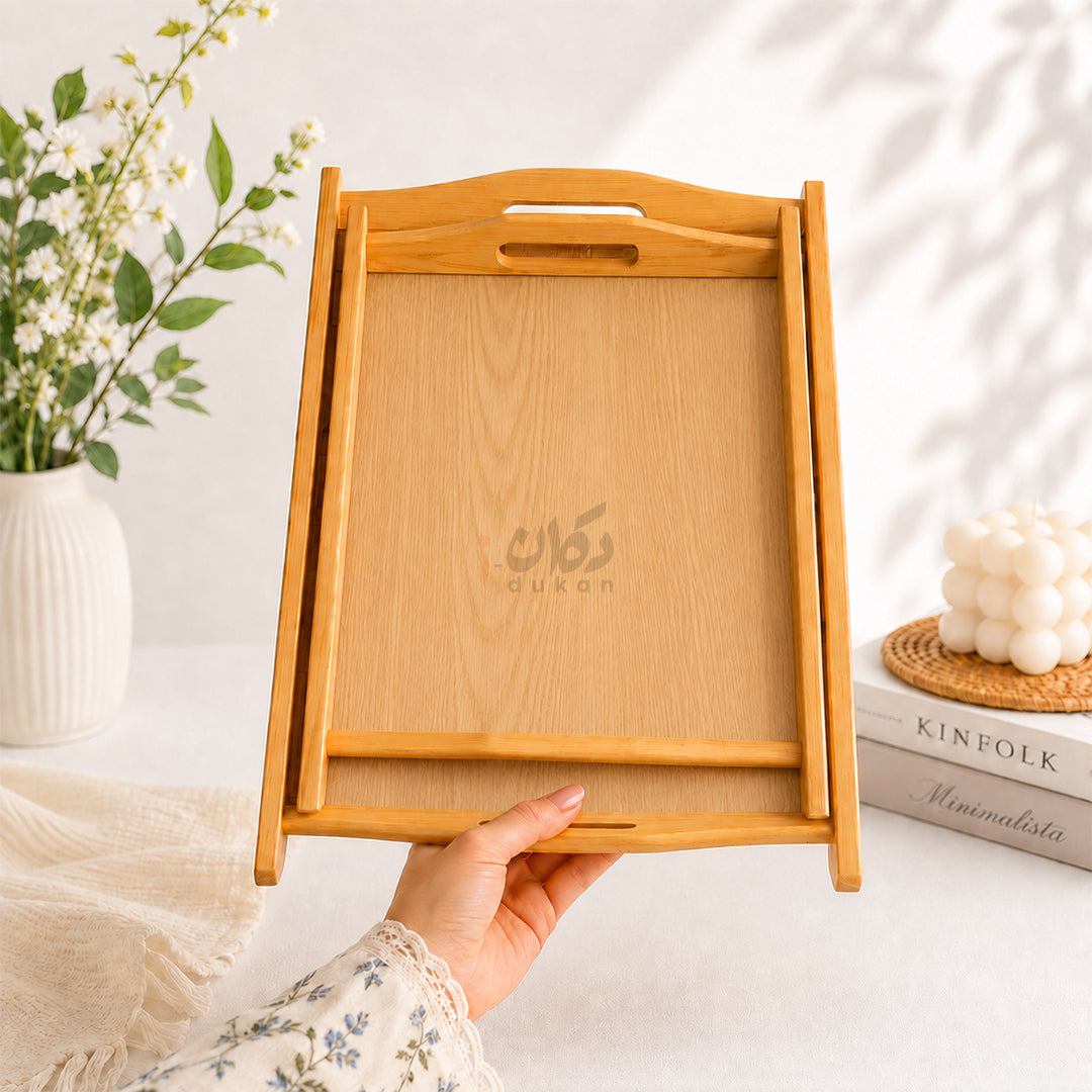 Kail Wood Set of 3 Serving Trays With Ergonomic Handles