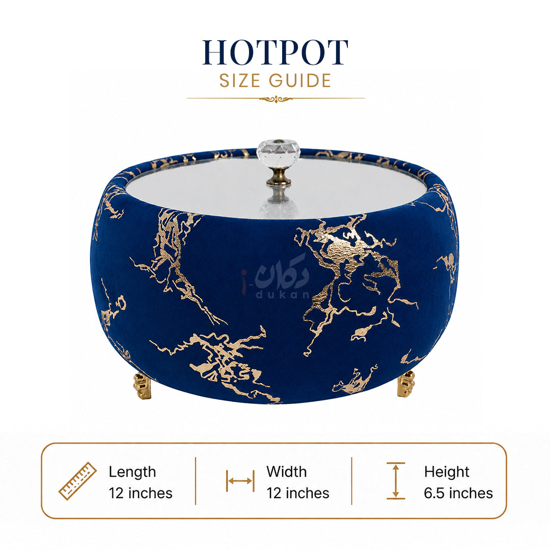 Turkish Velvet Hotpot with Acrylic Lid (Golden Blue)