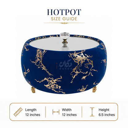 Turkish Velvet Hotpot with Acrylic Lid (Golden Blue)