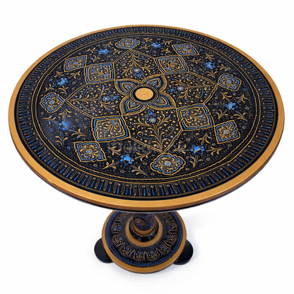 Hand-Painted NAQASHI Art Coffee Side Table for Home Decor (Black Fancy)