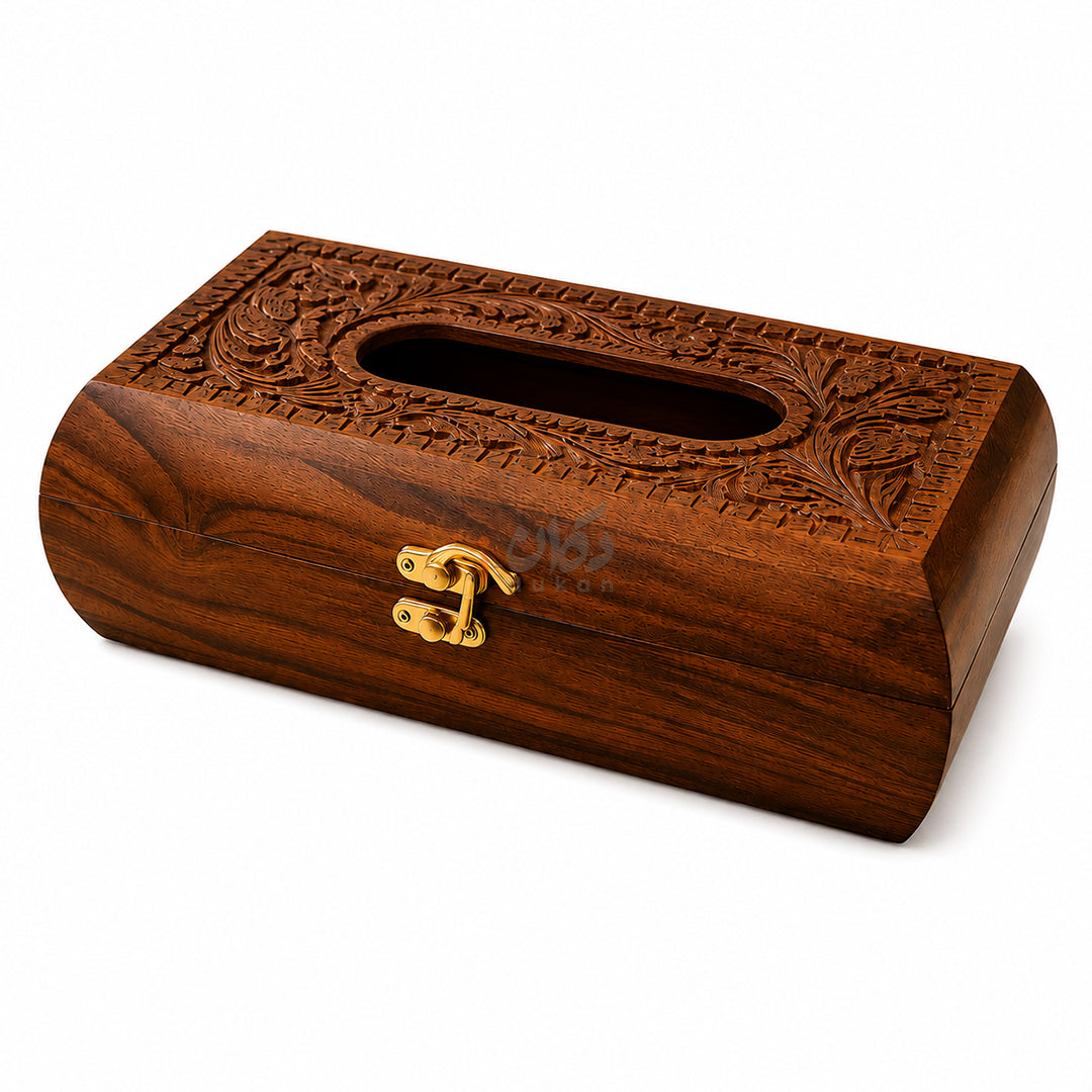 Wooden Tea Coaster & Tissue Box Set – Hand Carved Sheesham Wood