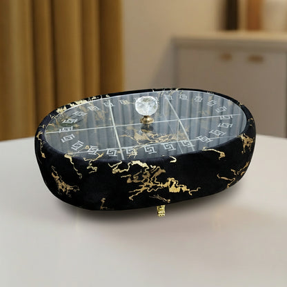 Turkish Velvet Dry Fruit Basket with Acrylic Top Lid