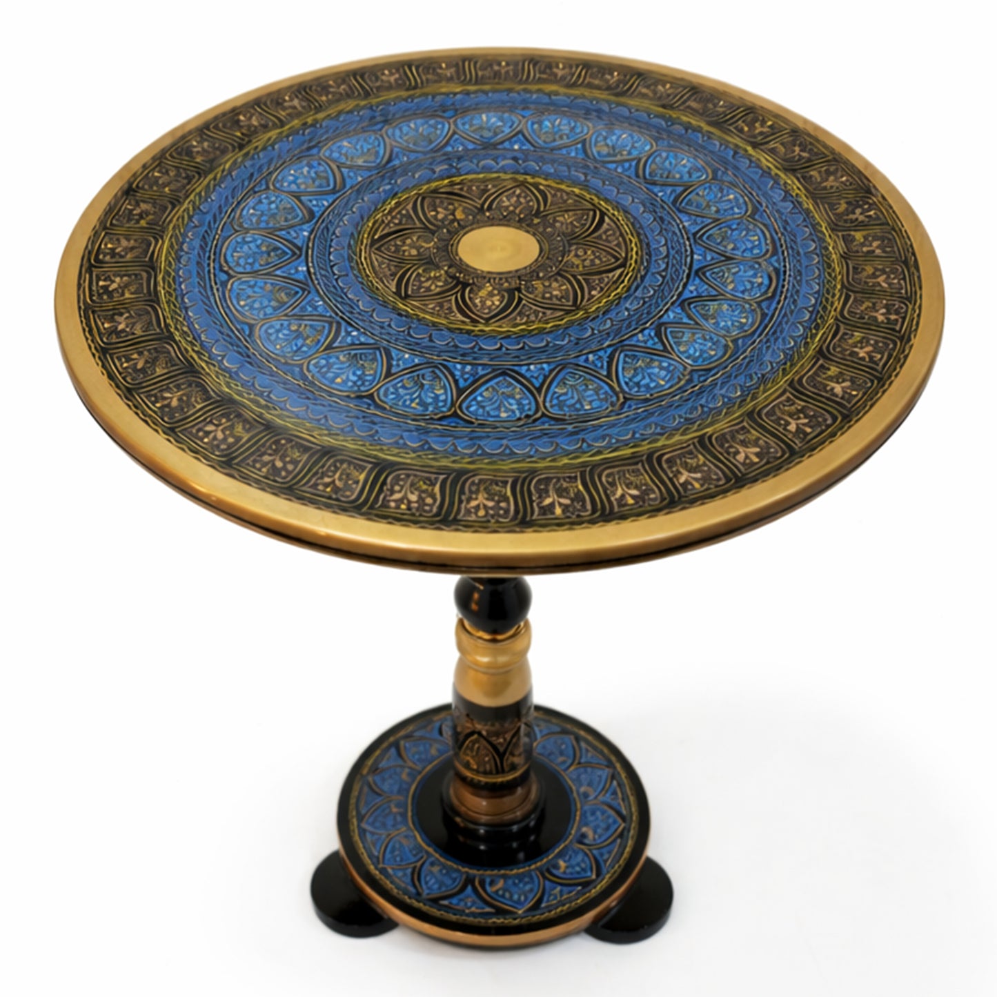 Naqashi Art Hand Painted Wood MDF Round Coffee Table 16" & 18" Diameter