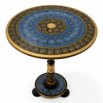 Naqashi Art Hand Painted Wood MDF Round Coffee Table 16" & 18" Diameter