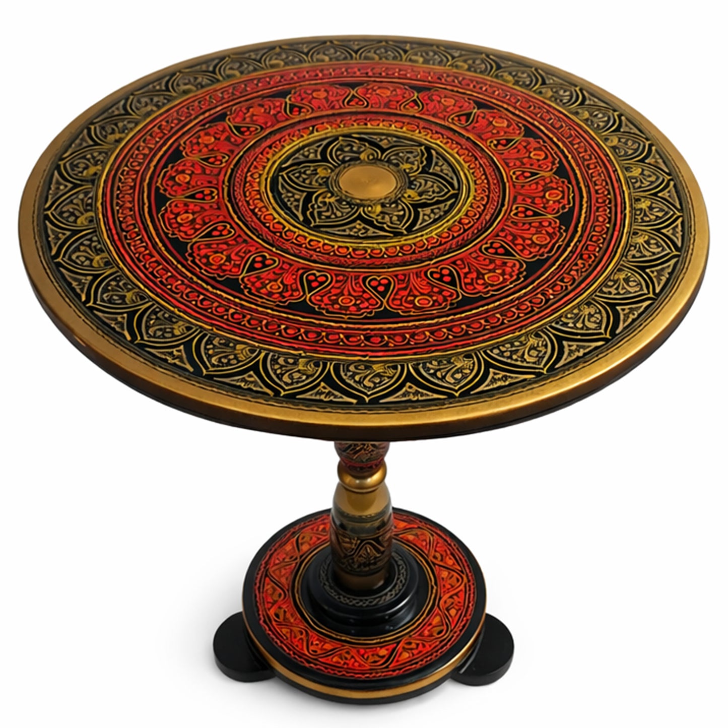 Naqashi Art Hand Painted Wood MDF Round Coffee Table 16" & 18" Diameter