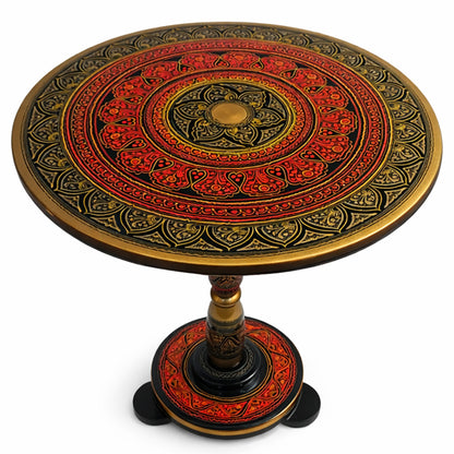 Naqashi Art Hand Painted Wood MDF Round Coffee Table 16" & 18" Diameter