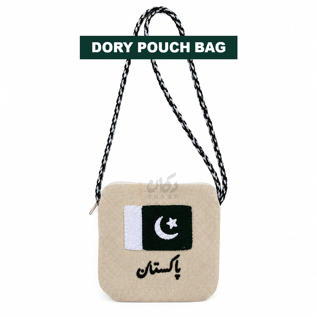 Azadi Special Hand Embroidered Cotton Canvas Bags for Women with Pakistan Flag and Zindabad Text