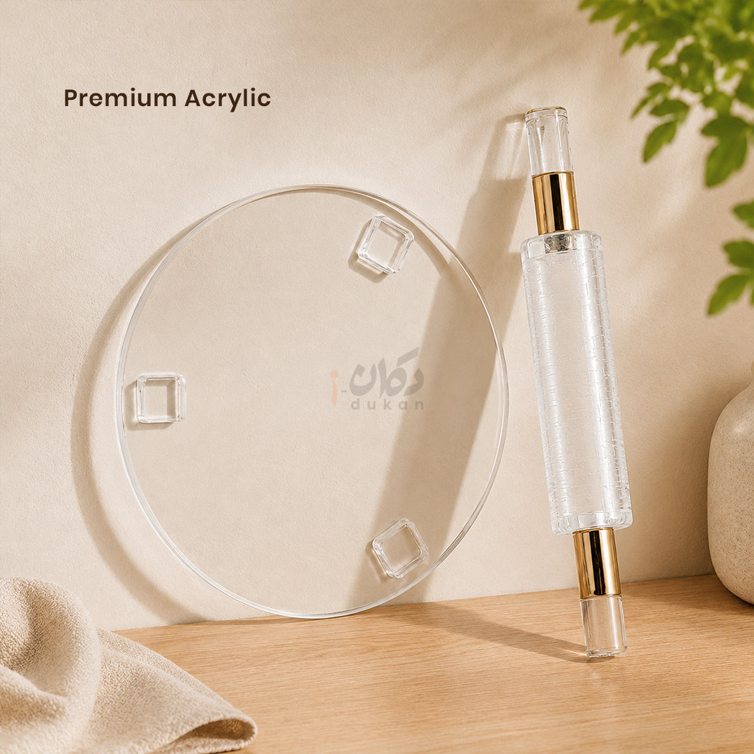 Premium Acrylic Rolling Pin – Heavy Duty Transparent Non Stick Belan For Perfect Roti