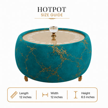 Turkish Velvet Hotpot with Acrylic Lid (Firozi Blue)