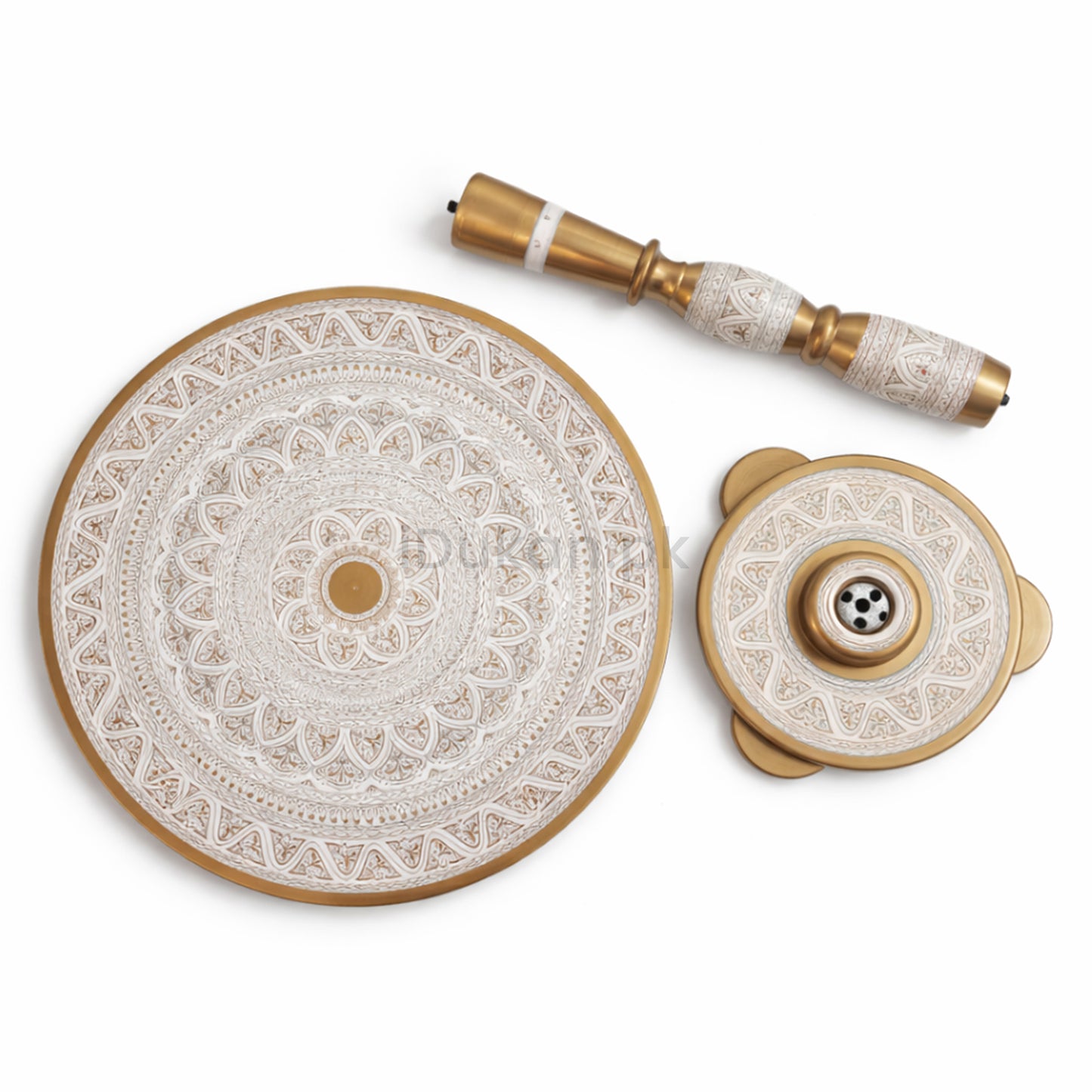 Hand-Painted NAQASHI Art Coffee Side Table for Home Decor (Off White)