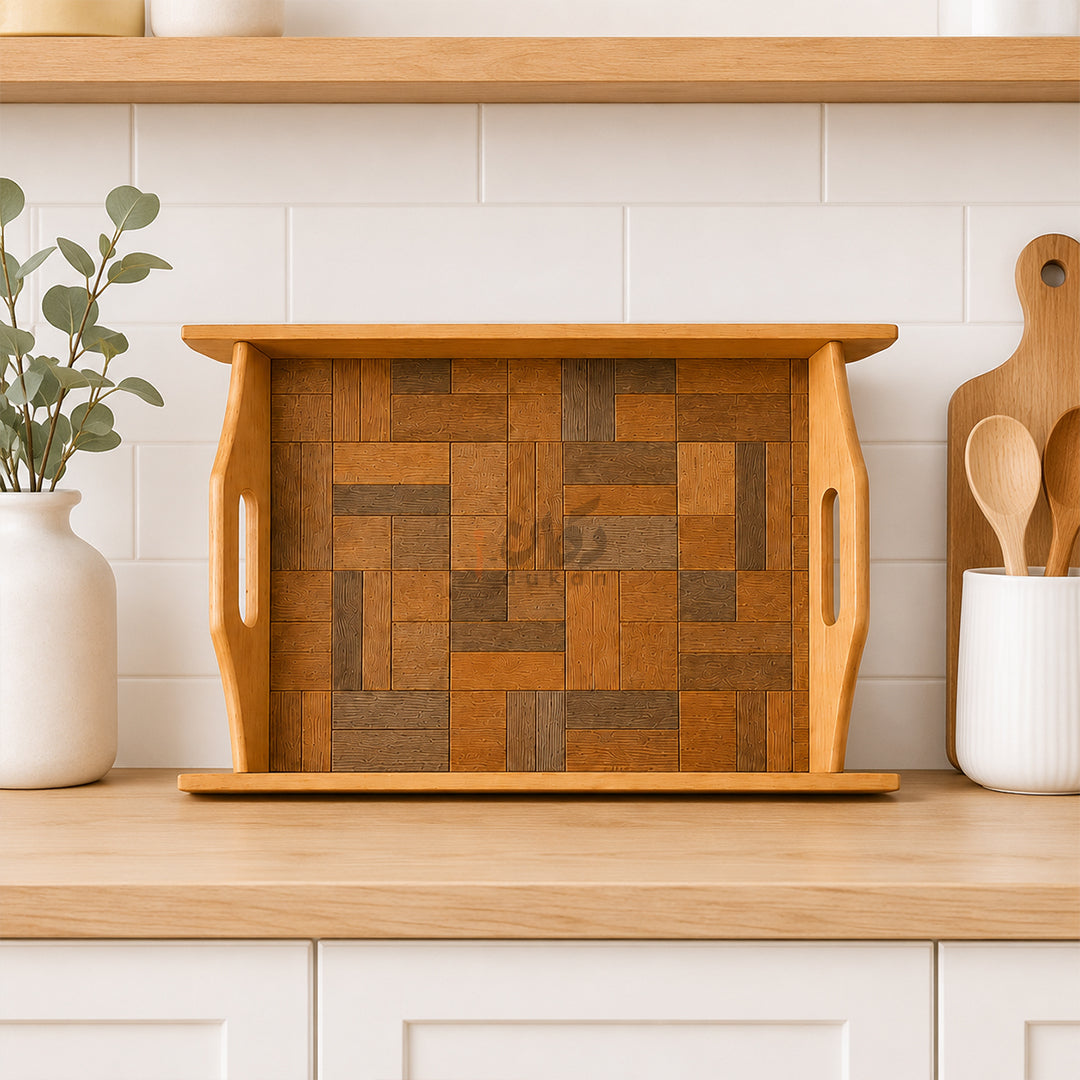 Kail Wood Set of 3 Serving Trays With Ergonomic Handles