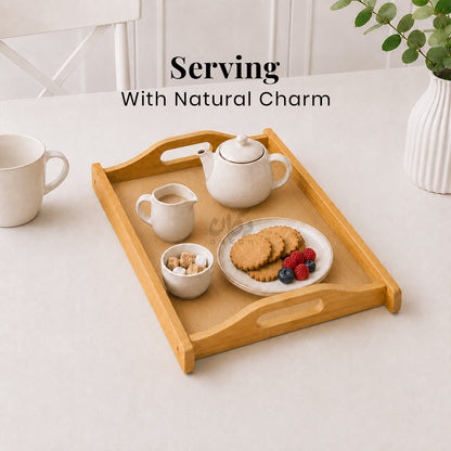 Kail Wood Set of 3 Serving Trays With Ergonomic Handles