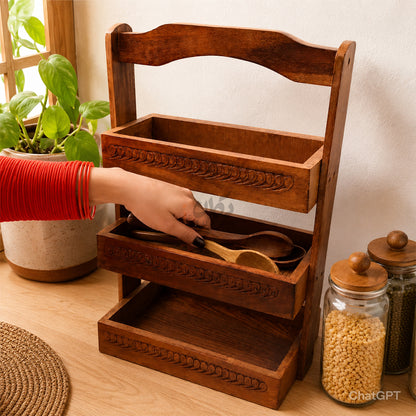 Handmade Wooden Spoon Rack for Kitchen