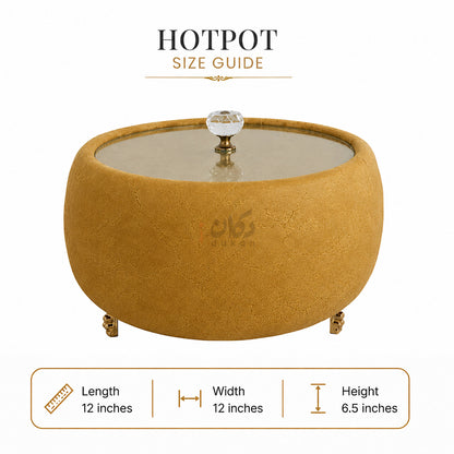 Turkish Velvet Hotpot with Acrylic Lid (Mustard Yellow)