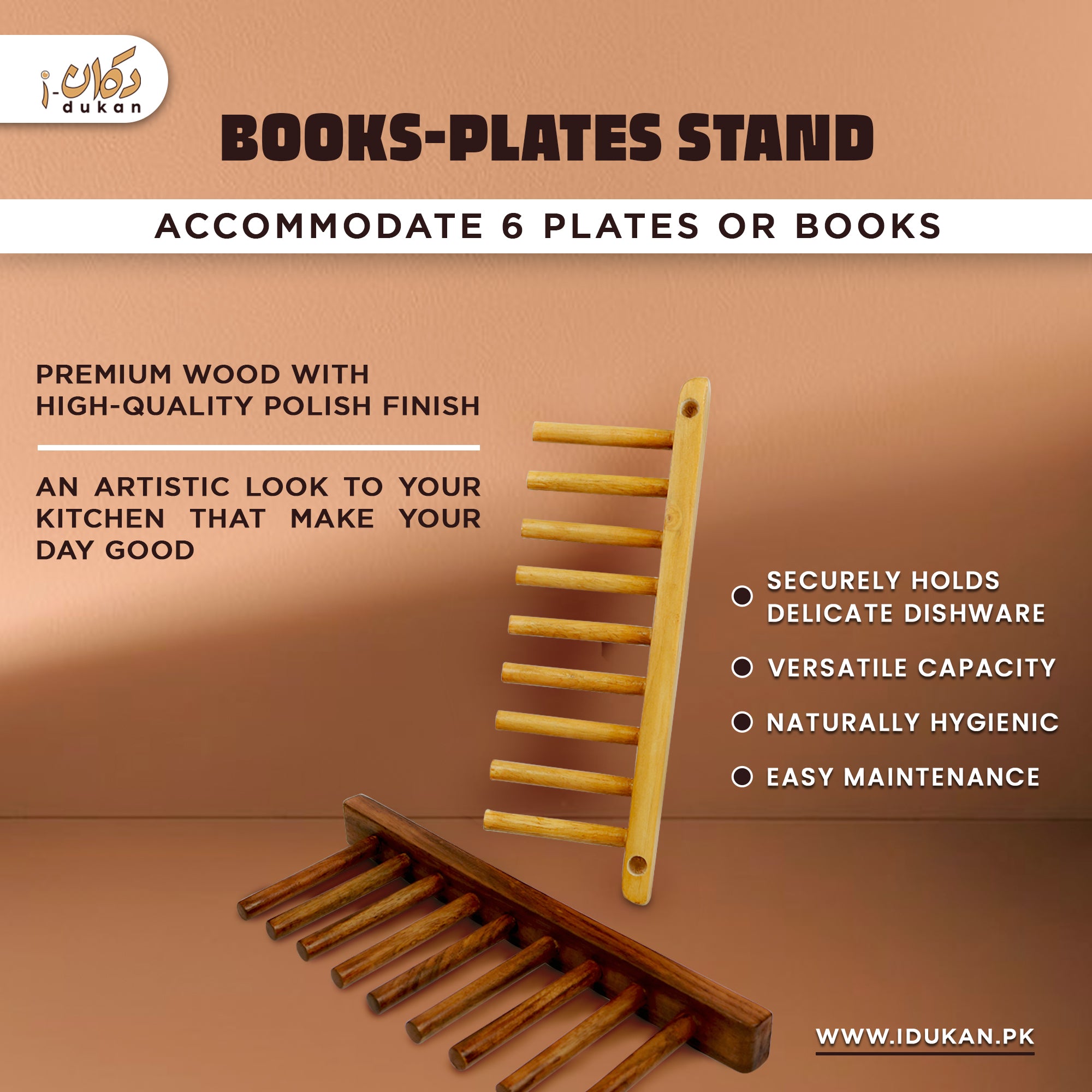 2 PCS Wooden Plates Stand Pot Lid Holder Kitchen Cabinate Organizer