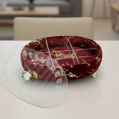Turkish Velvet Dry Fruit Basket with Acrylic Top Lid