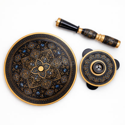 Hand-Painted NAQASHI Art Coffee Side Table for Home Decor (Black Fancy)