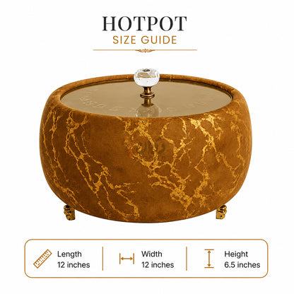 Turkish Velvet Hotpot with Acrylic Lid (Golden Brown)
