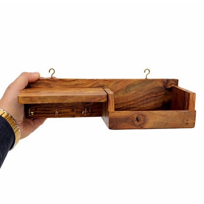Wooden Entryway Organizer with Key Holder