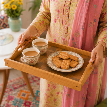 Kail Wood Set of 3 Serving Trays With Ergonomic Handles