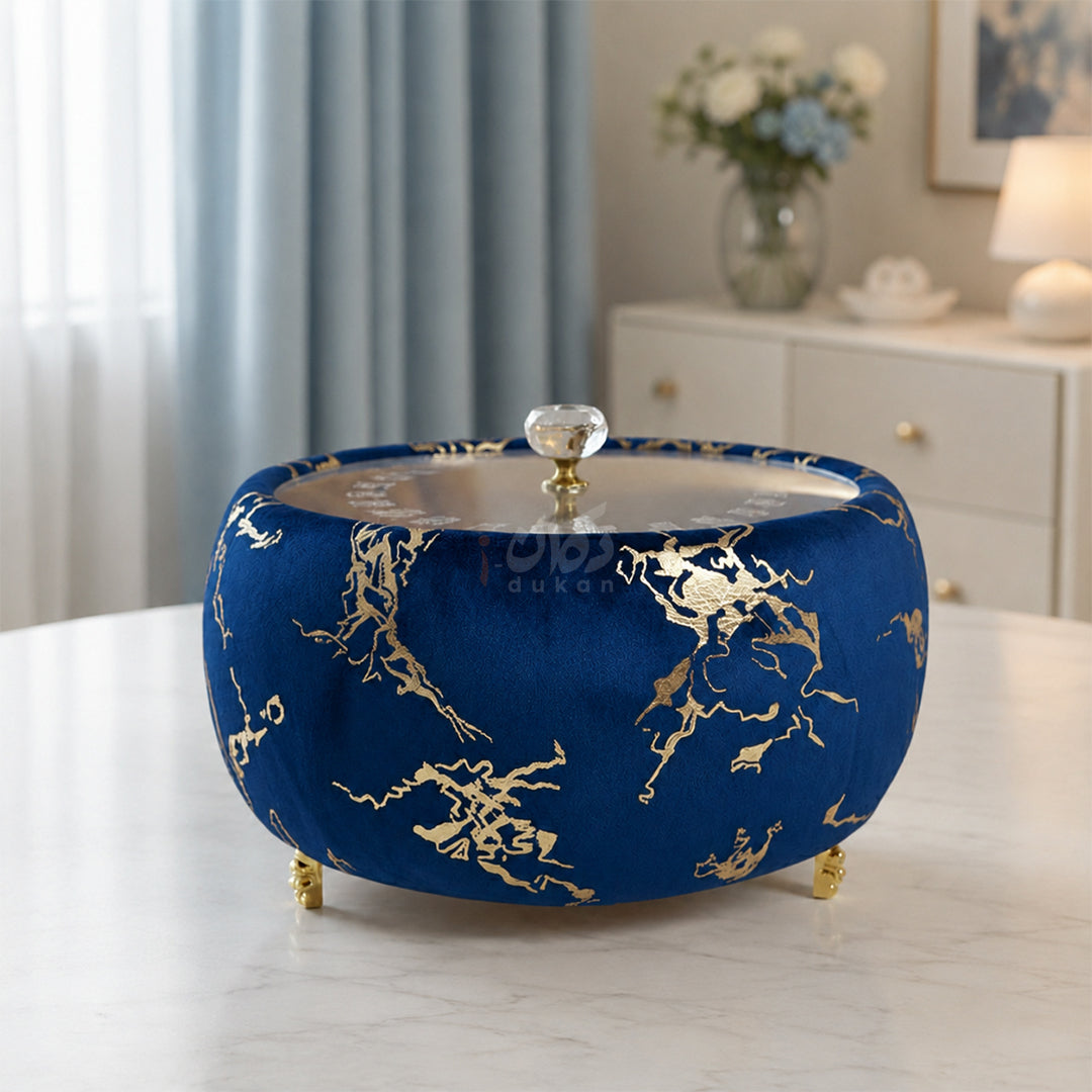 Turkish Velvet Hotpot with Acrylic Lid (Golden Blue)