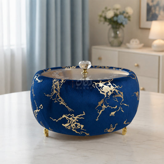 Turkish Velvet Hotpot with Acrylic Lid (Golden Blue)