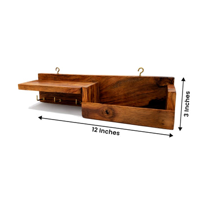 Wooden Entryway Organizer with Key Holder