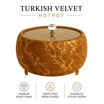 Turkish Velvet Hotpot with Acrylic Lid (Golden Brown)