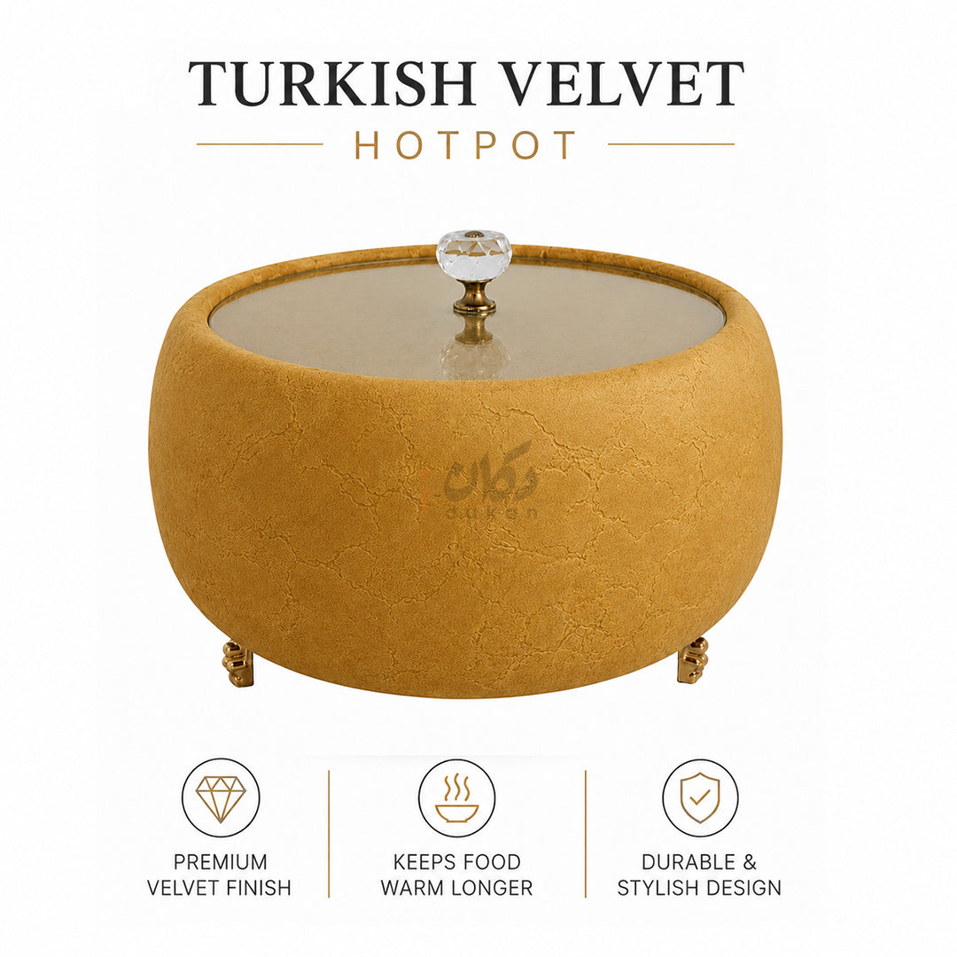 Turkish Velvet Hotpot with Acrylic Lid (Mustard Yellow)