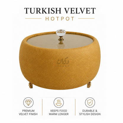 Turkish Velvet Hotpot with Acrylic Lid (Mustard Yellow)