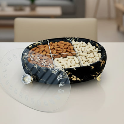 Turkish Velvet Dry Fruit Basket with Acrylic Top Lid