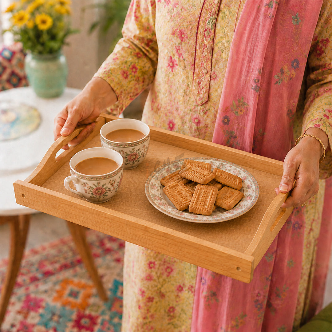 Kail Wood Set of 3 Serving Trays With Ergonomic Handles